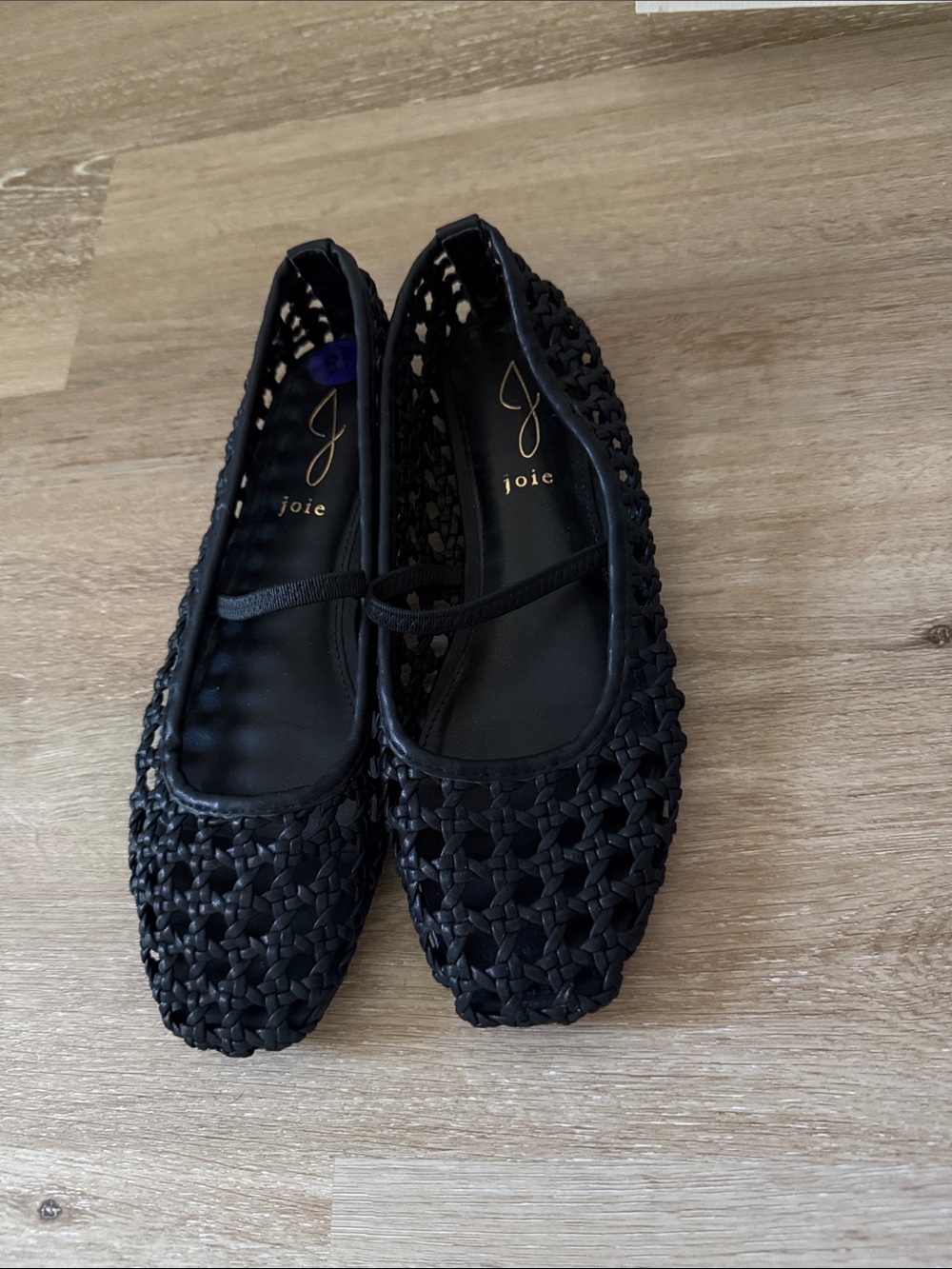 Joie Black Woven Mary Jane Flats